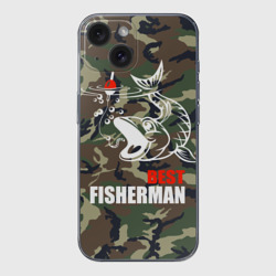 Чехол для iPhone 15 силиконовый с защитой камеры Лучший рыбак - поклевка