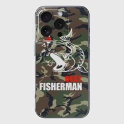 Чехол для iPhone 16 Pro Max силиконовый с защитой камеры Лучший рыбак - поклевка