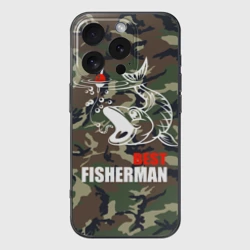 Чехол для iPhone 16 Pro силиконовый с защитой камеры Лучший рыбак - поклевка
