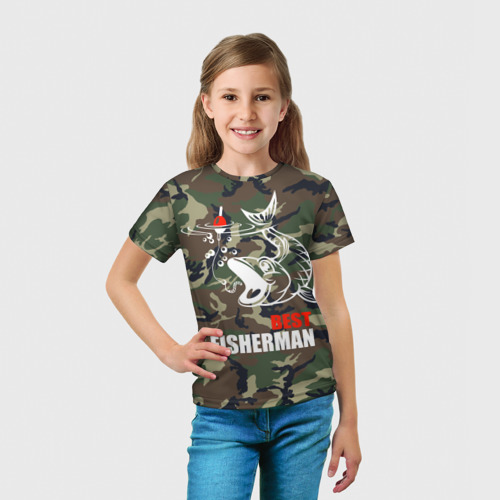 Детская футболка 3D Лучший рыбак - поклевка, цвет 3D печать - фото 5