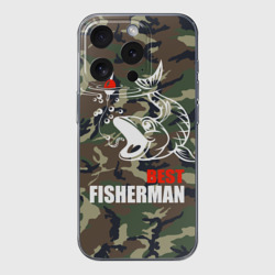 Чехол для iPhone 15 Pro силиконовый с защитой камеры Лучший рыбак - поклевка