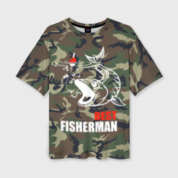 Женская футболка oversize 3D Лучший рыбак - поклевка
