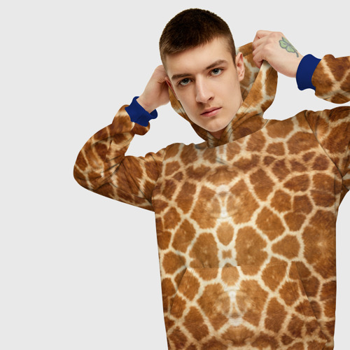 Мужская толстовка 3D Шкура Жирафа, цвет синий - фото 5