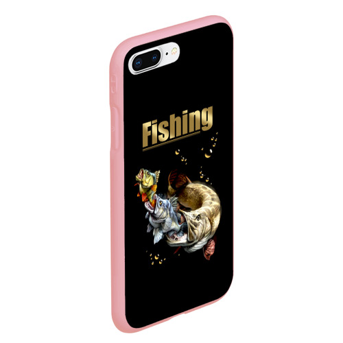 Чехол для iPhone 7Plus/8 Plus матовый с принтом Рыбалка - пищевая цепочка, вид сбоку #3