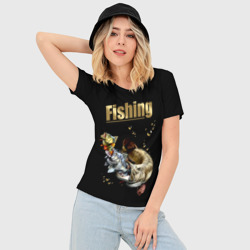Женская футболка 3D Slim Рыбалка - пищевая цепочка - фото 2