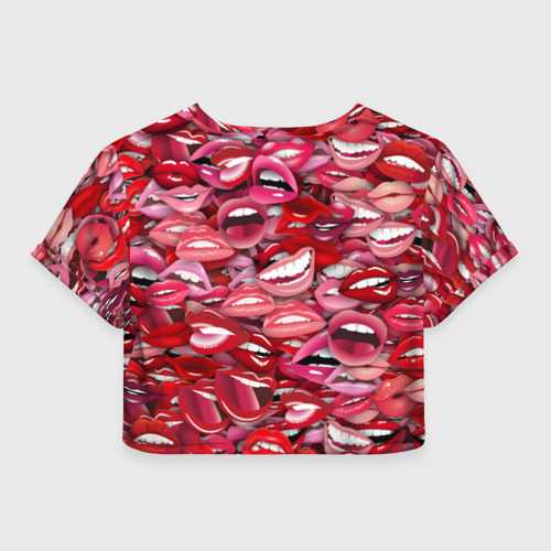 Женская футболка Crop-top 3D Женские рты, цвет 3D печать - фото 2