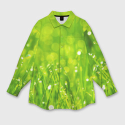 Женская рубашка oversize 3D Роса на траве