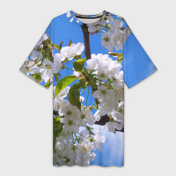 Вишнёвый цвет – Платье-футболка 3D с принтом купить