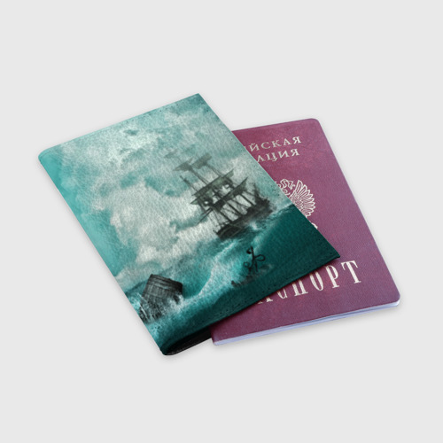 Обложка для паспорта матовая кожа Море, цвет черный - фото 3