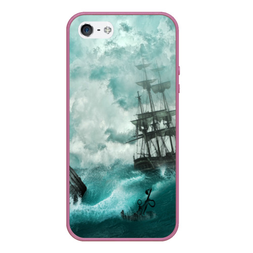 Чехол для iPhone 5/5S матовый Море, цвет розовый
