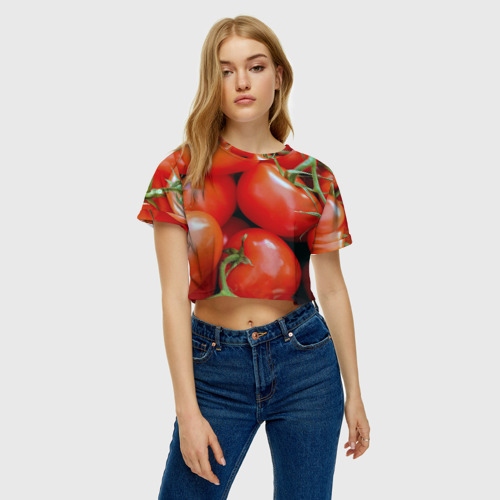 Женская футболка Crop-top 3D Томаты, цвет 3D печать - фото 4