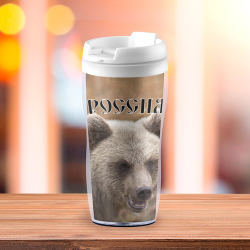 Термокружка-непроливайка Медведь Россия, цвет белый - фото 3