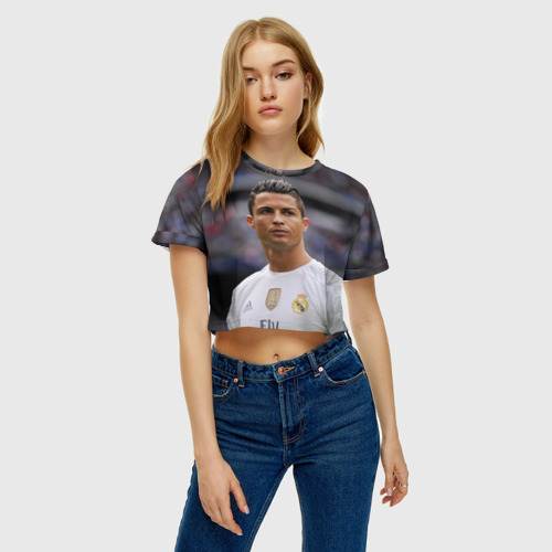 Женская футболка Crop-top 3D Cristiano Ronaldo, цвет 3D печать - фото 4