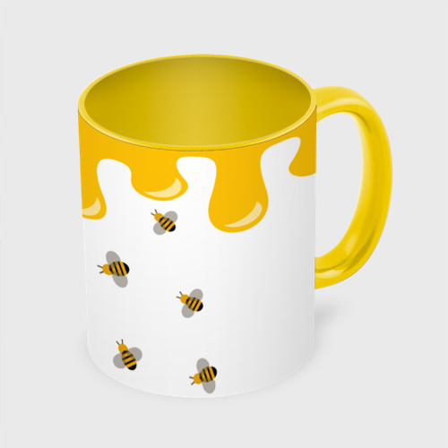 Кружка с полной запечаткой Медведь в мёде, цвет белый + желтый - фото 3