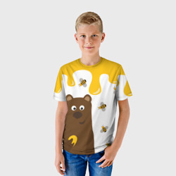 Детская футболка 3D Медведь в мёде - фото 2