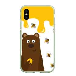 Чехол для iPhone XS Max матовый Медведь в мёде