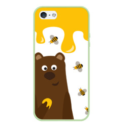Чехол для iPhone 5/5S матовый Медведь в мёде