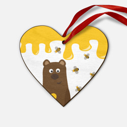 Деревянная игрушка Сердце Медведь в мёде