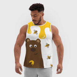 Мужская спортивная майка 3D Медведь в мёде - фото 2