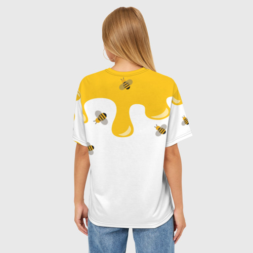 Женская футболка oversize 3D Медведь в мёде, цвет 3D печать - фото 4