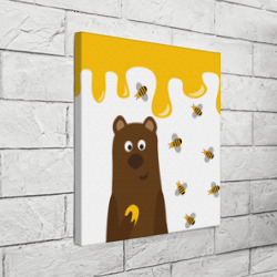 Холст квадратный Медведь в мёде - фото 2