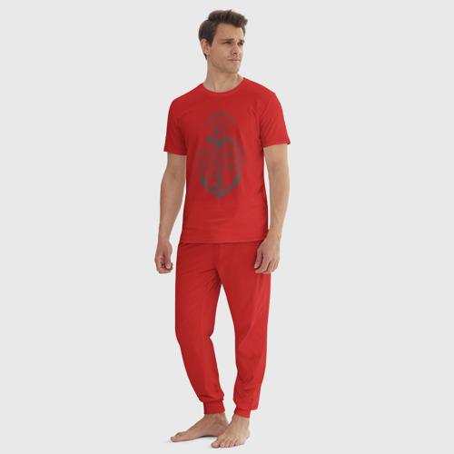Мужская пижама хлопок Гладкое море, цвет красный - фото 5