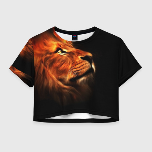 Женская футболка Crop-top 3D Lion Фото 01 Женская футболка Crop-top 3D Lion Фото 01