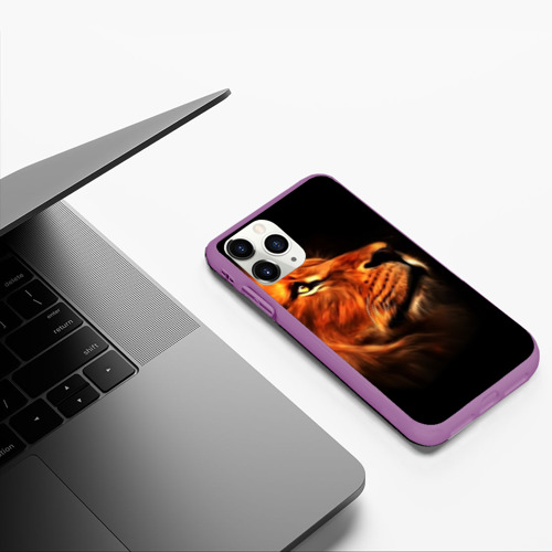 Чехол для iPhone 11 Pro матовый Lion, цвет фиолетовый - фото 5