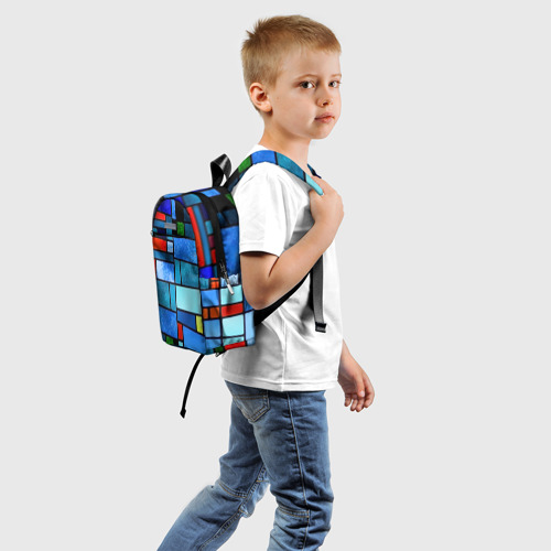 Детский рюкзак 3D с принтом Мозаичная абстракция, вид сзади #1