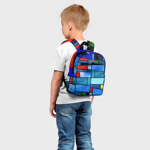 Детский рюкзак 3D с принтом Мозаичная абстракция, фото на моделе #1