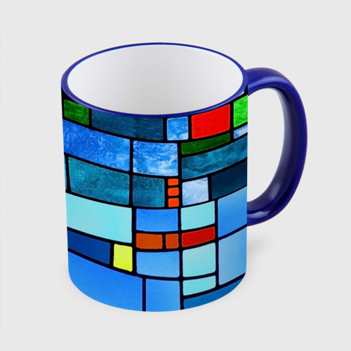 Кружка с полной запечаткой Мозаичная абстракция, цвет Кант синий - фото 3