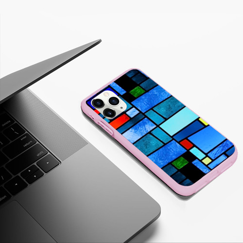 Чехол для iPhone 11 Pro Max матовый Мозаичная абстракция, цвет розовый - фото 5