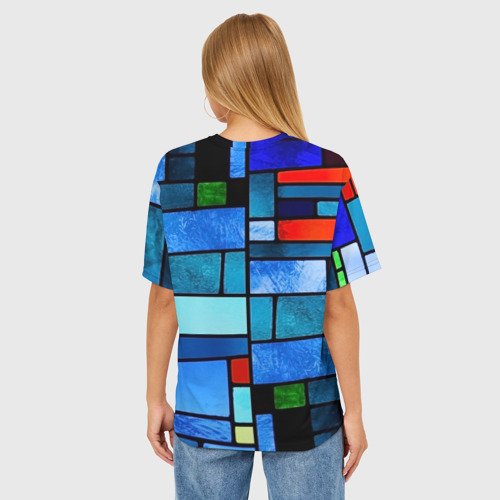 Женская футболка oversize 3D Мозаичная абстракция, цвет 3D печать - фото 4