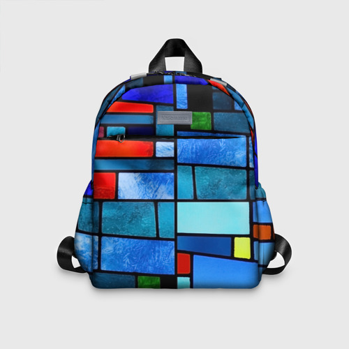Детский рюкзак 3D с принтом Мозаичная абстракция, вид спереди #2