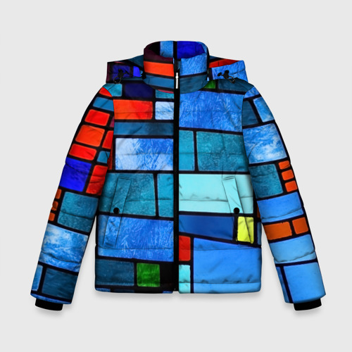 Зимняя куртка для мальчиков 3D Мозаичная абстракция, цвет красный