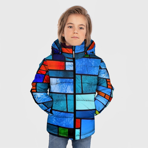 Зимняя куртка для мальчиков 3D Мозаичная абстракция, цвет красный - фото 3