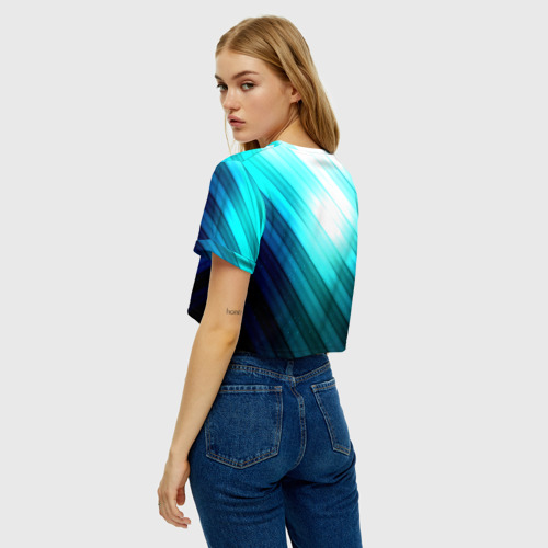 Женская футболка Crop-top 3D В полоску, цвет 3D печать - фото 5