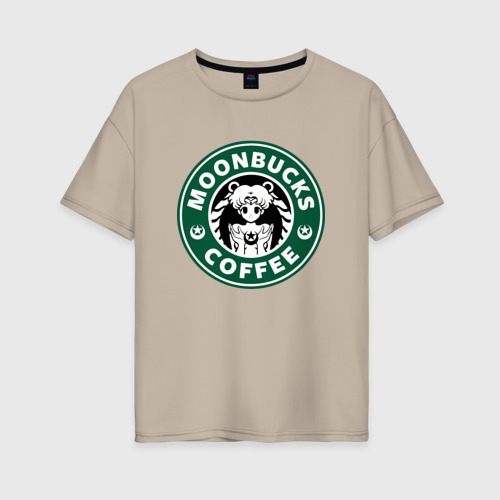 Женская футболка хлопок Oversize с принтом Сейлор Мун Старбакс, вид спереди #2