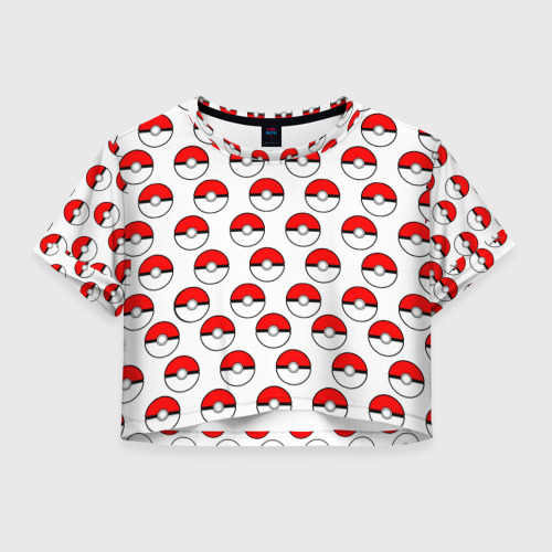 Женская футболка Crop-top 3D Pokemon Pokeball, цвет 3D печать