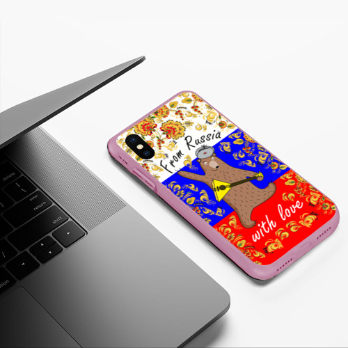 Чехол для iPhone XS Max матовый From Russia with love, цвет розовый - фото 5
