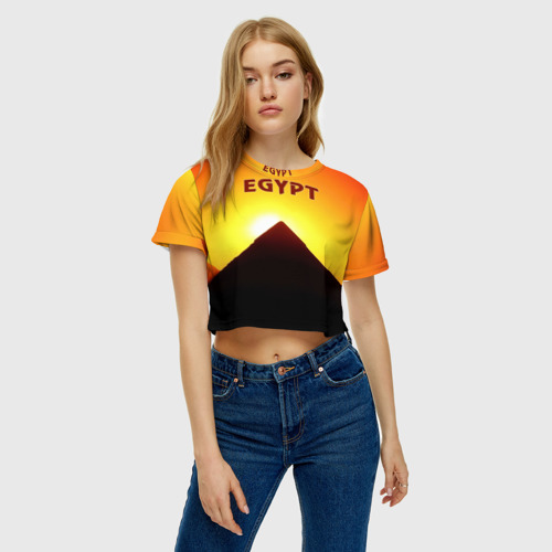 Женская футболка Crop-top 3D Egypt, цвет 3D печать - фото 3