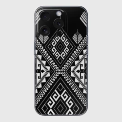 Чехол для iPhone 15 Pro силиконовый с защитой камеры Индейские мотивы
