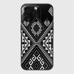 Чехол для iPhone 15 Pro силиконовый с защитой камеры Индейские мотивы
