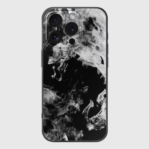 Чехол для iPhone 16 Pro Max силиконовый с защитой камеры Дым