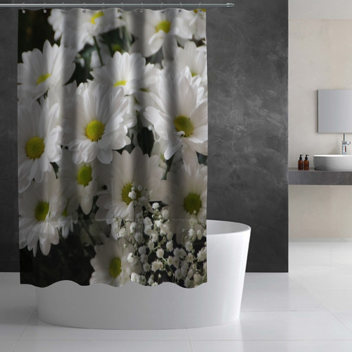 Штора 3D для ванной Белоснежное цветение - фото 3