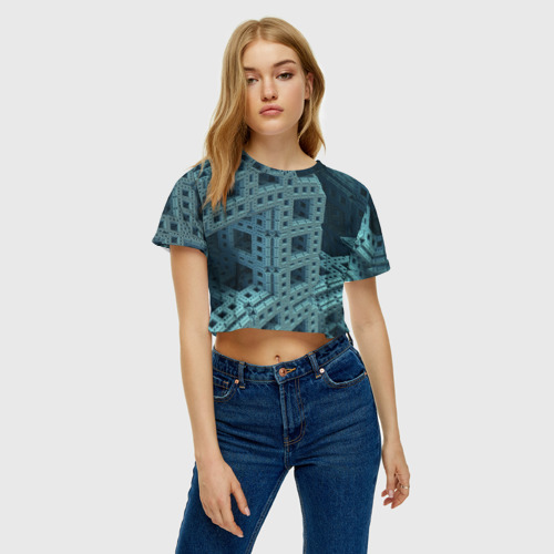 Женская футболка Crop-top 3D Фрактал, цвет 3D печать - фото 3