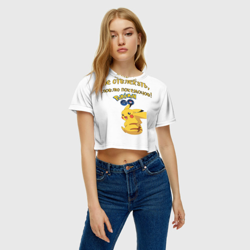 Женская футболка Crop-top 3D Pokemon T-shirt, цвет 3D печать - фото 4