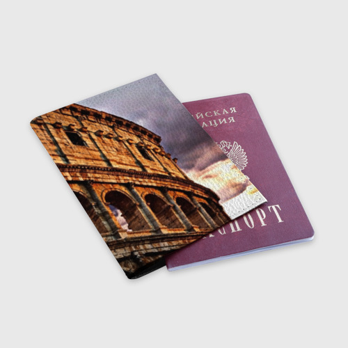 Обложка для паспорта матовая кожа Колизей, цвет черный - фото 3