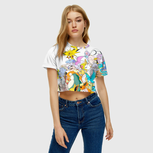 Женская футболка Crop-top 3D Покемоны, цвет 3D печать - фото 3