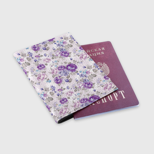Обложка для паспорта матовая кожа Цветы ретро 2 - фото 3